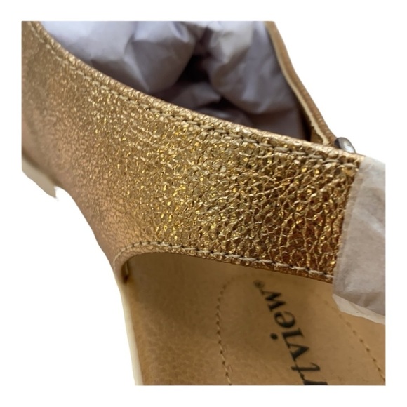 Metallic Gold Open Toe Slingback Women’s Casual Sandals by ComfortView Size 7WW - Picture 4 of 15